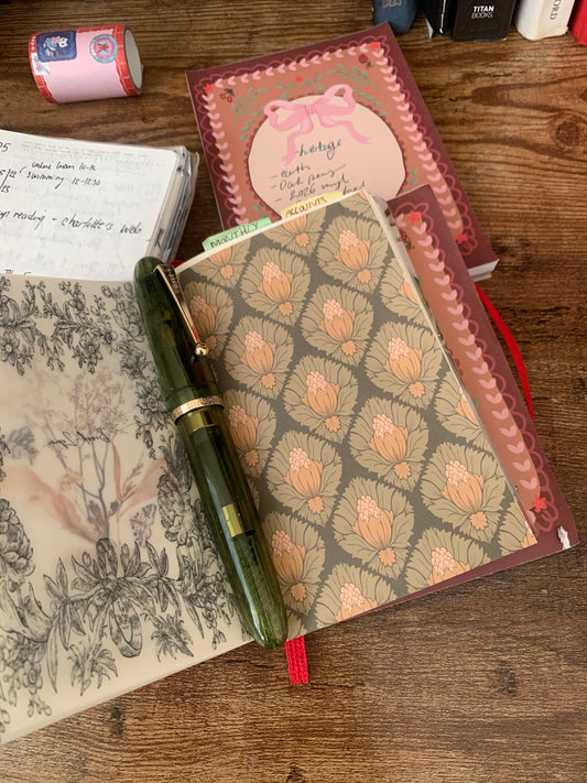 Emerald Tomoe River Paper Vintage Floral Print Planner Dashboards- Earth