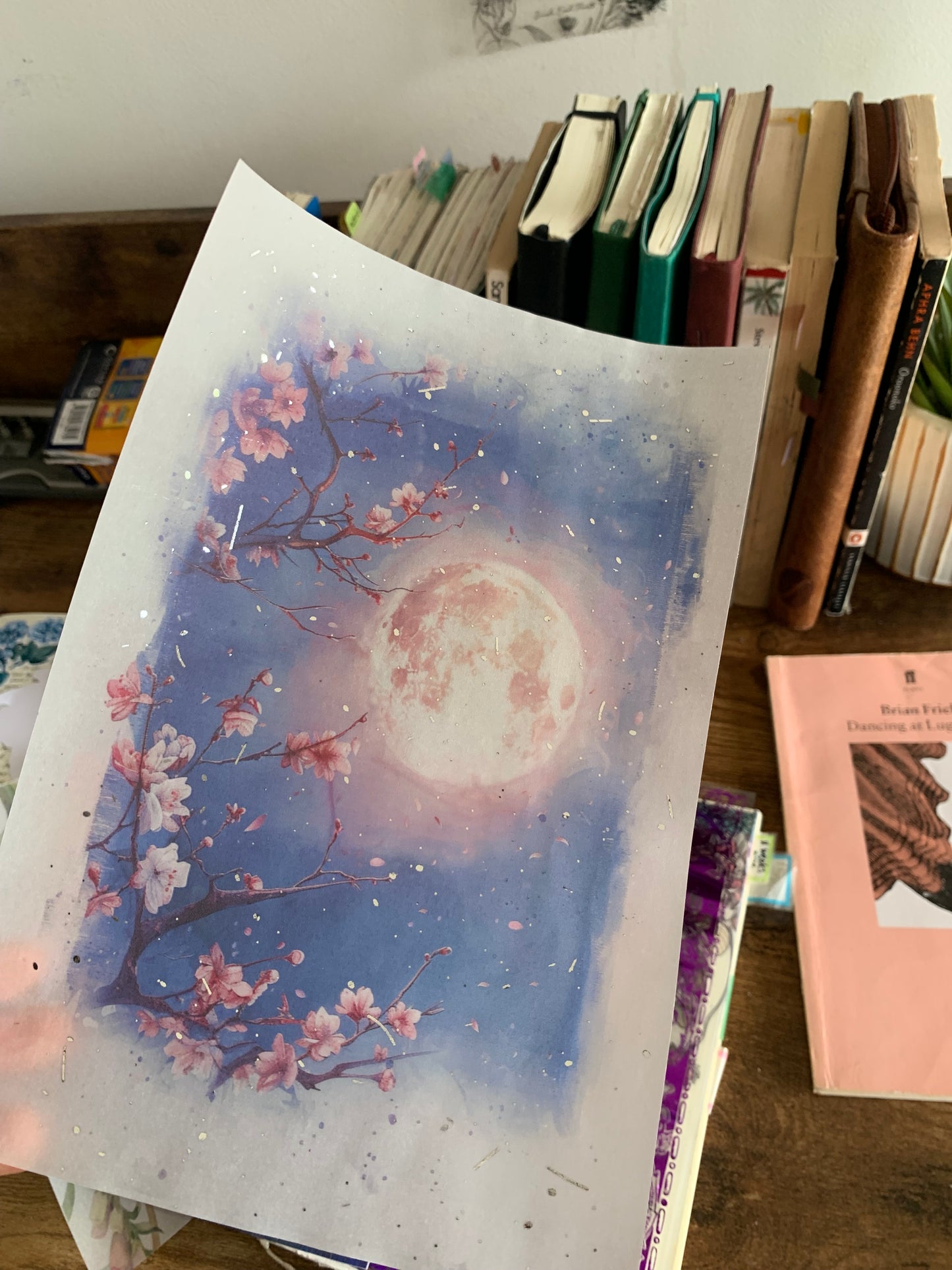 Silver foiled Moon watercolor Vellum Planner Dashboards - Night Garden
