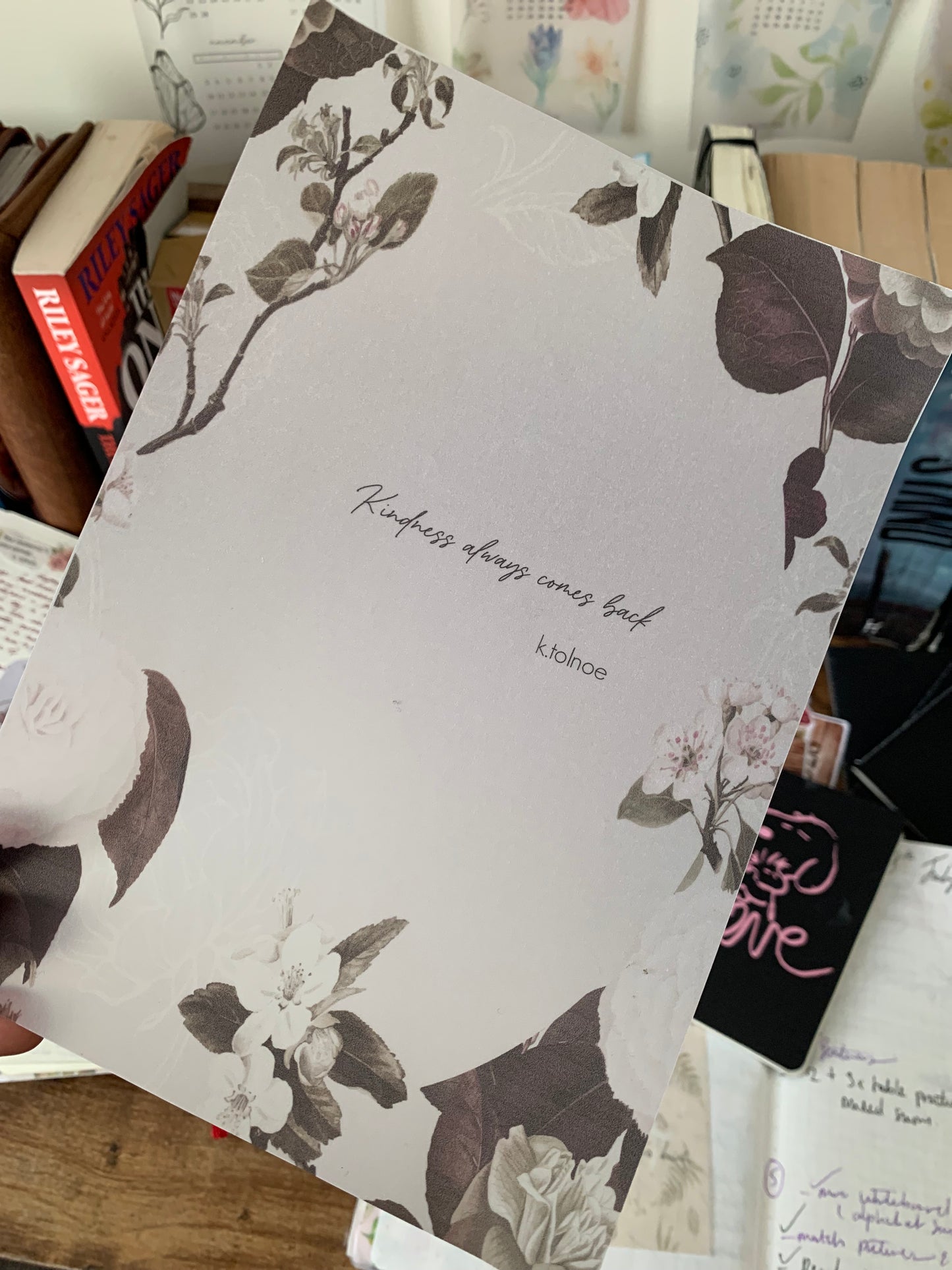 Hand drawn Vintage Watercolour Quote • Hand Drawn Vellum Planner Dashboard • Kindness Always Comes Back