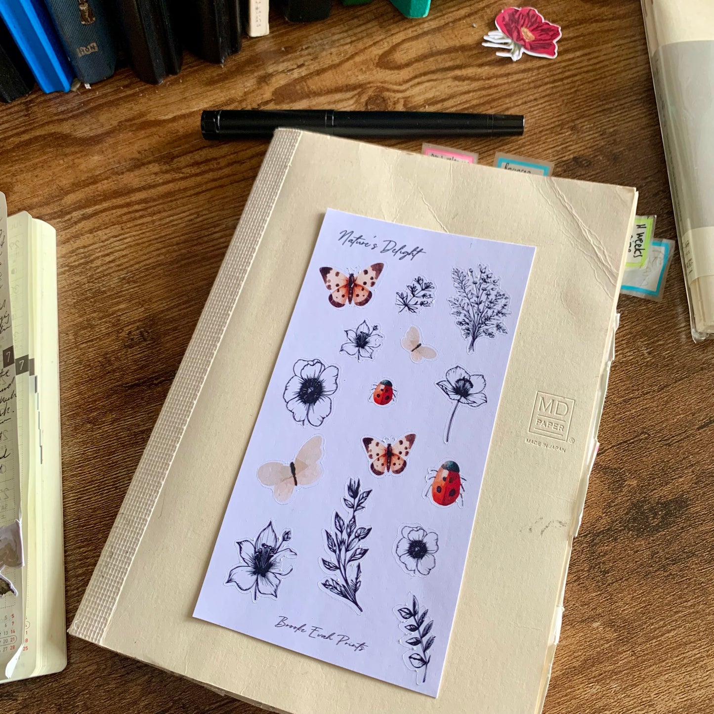 Butterfiles and Floral vintage Sticker Sheet - Nature’s delight