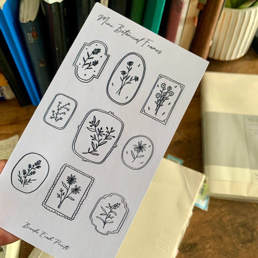 Mini hand drawn botanical Frames Sticker Sheet