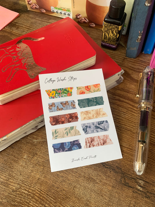 Collage Washi Strips - Bullet Journal Stickers -  Washi Tape Planner Stickers