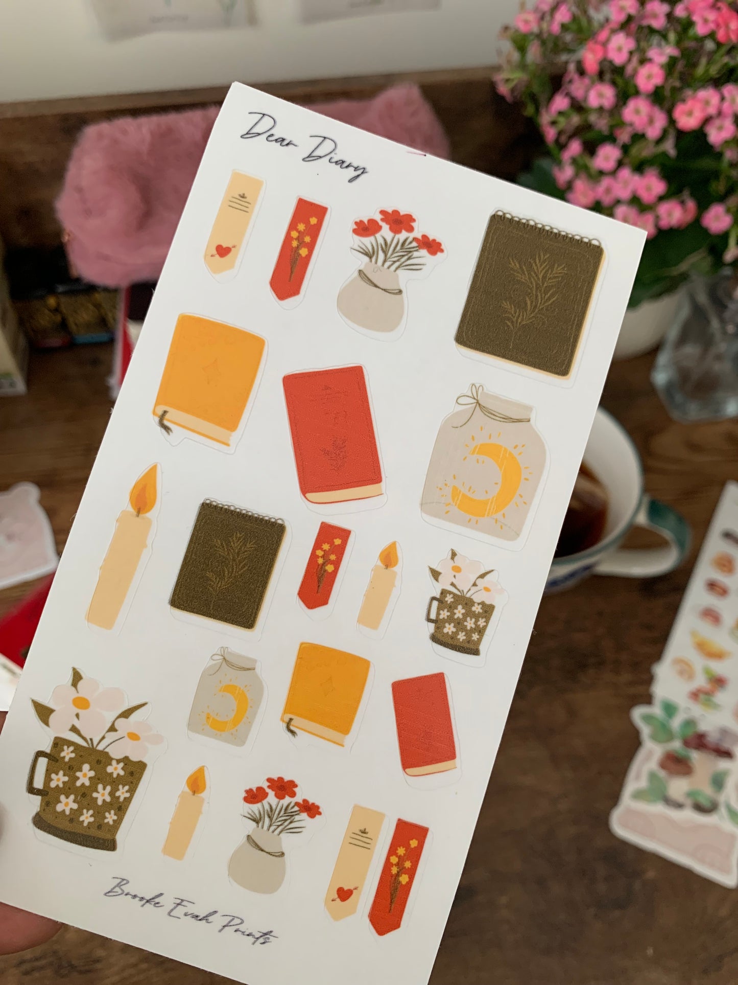 Hand Drawn Notebook Stickers •Diary and Journal - Scrapbook Clear Stickers - Watercolor Stickers - Dear Diary