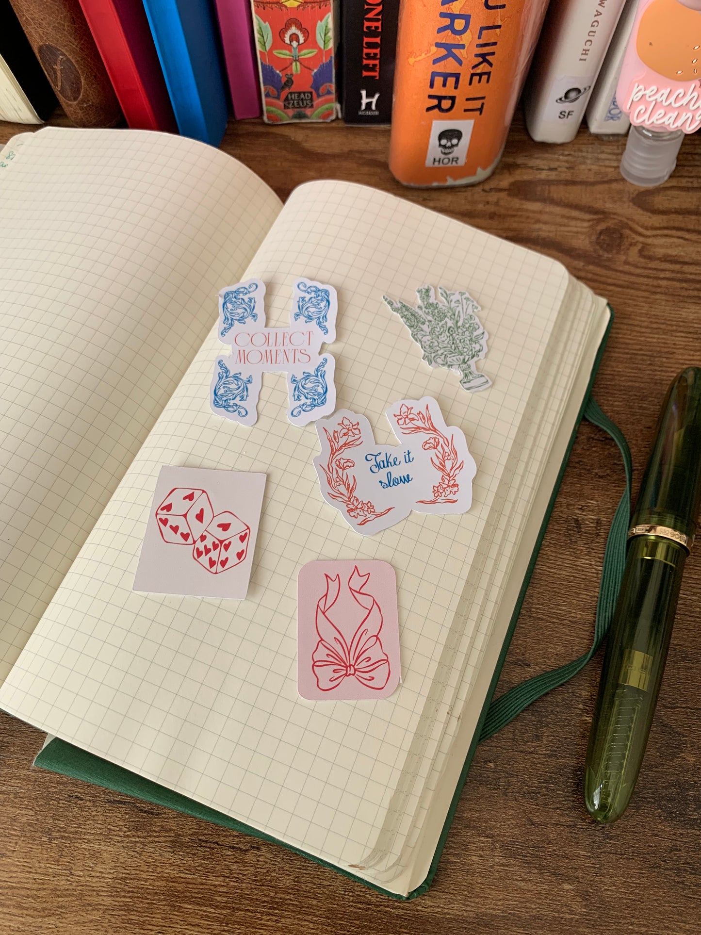 Collect Moments, Heart Dice, Floral Vase, Bows Sticker Flakes - Set of 5