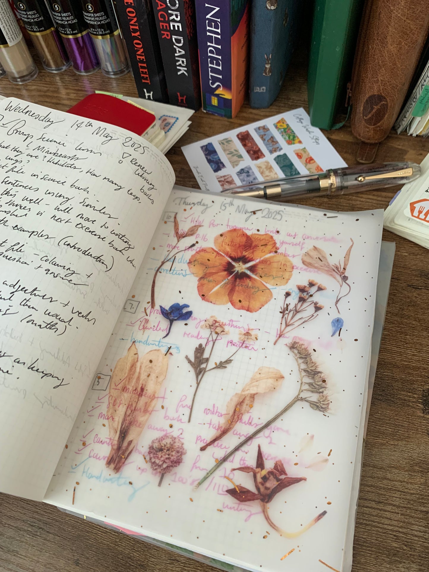 Brown hand drawn Florals • Printed Foiled Vellum Planner Dashboard- Pressed Flowers ✨