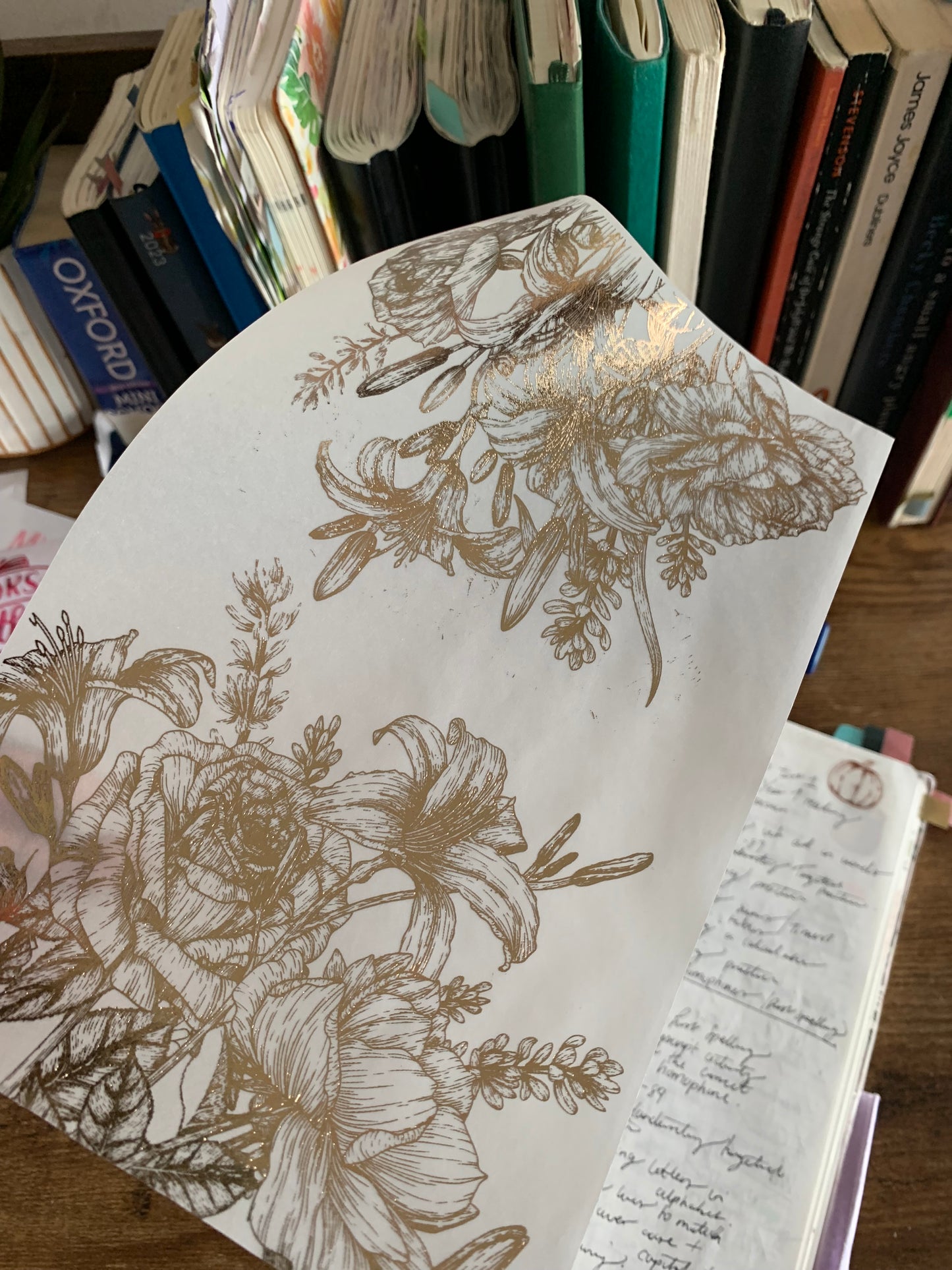 Rose Gold Foiled Botanical lily rose Hand Drawn Vintage Vellum X Acetate Planner Dashboard - Tiger Lily