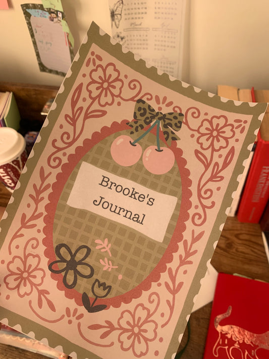 Green Cherry Custom name Cover Page for Journal or Planner - Scrapbooking Paper - Rise and Shine