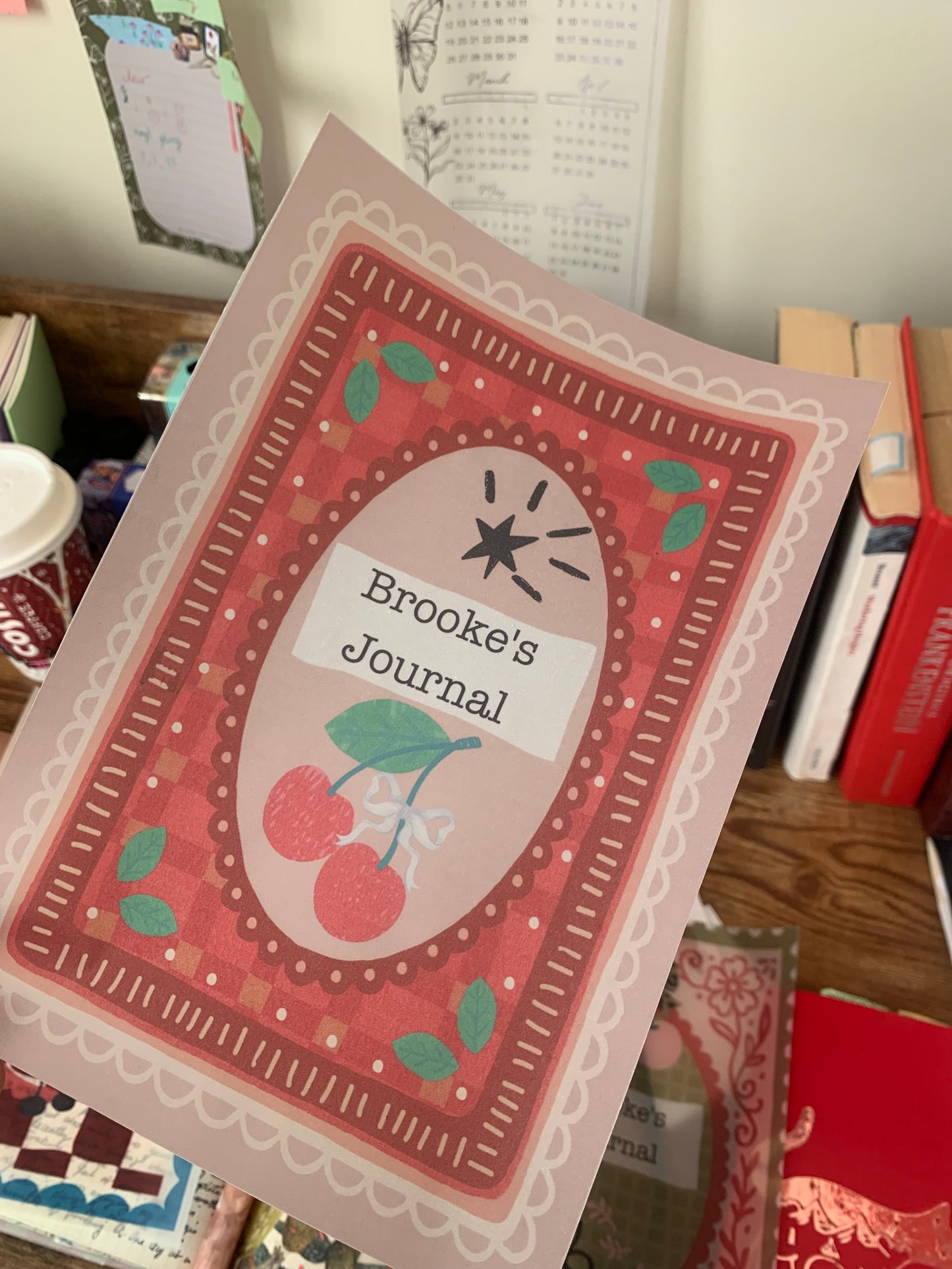 Red Cherry Custom name Cover Page for Journal or Planner - Scrapbooking Paper - Cherry Dreams