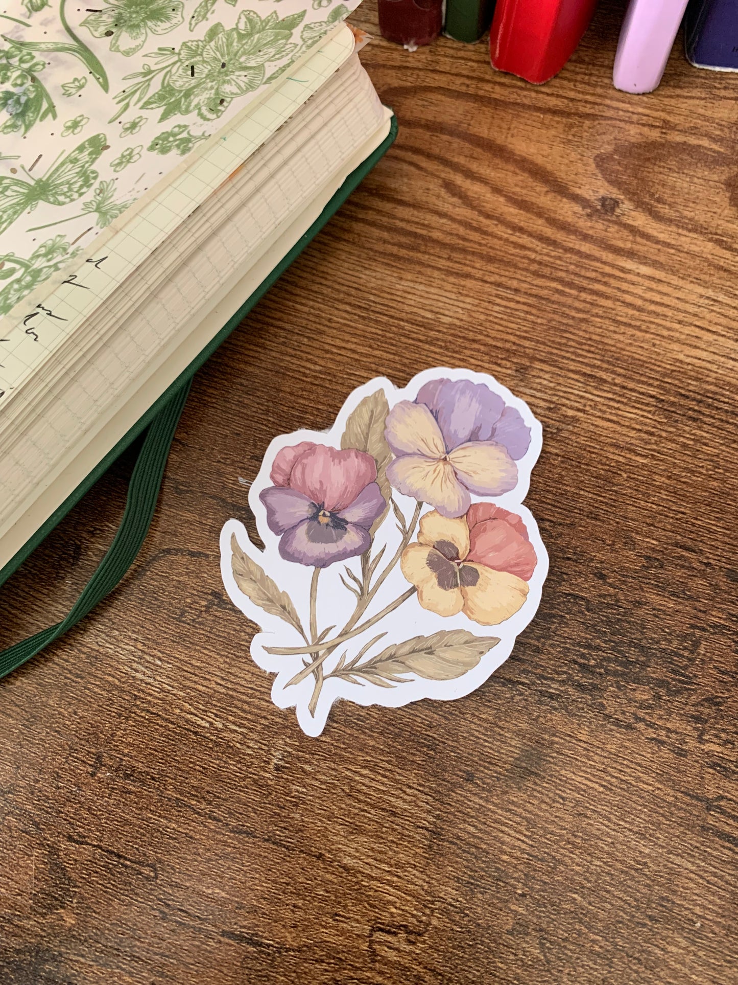 Purple Watercolor Floral Hand Drawn Sticker Flake -Matte Sticker - Laura