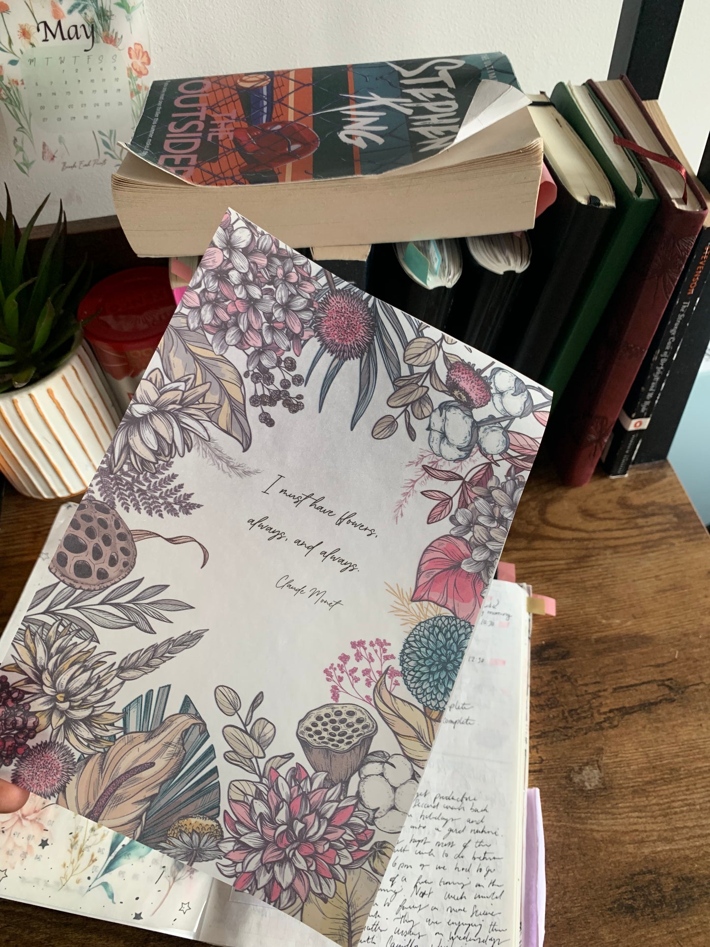 I must have flowers, always and always Claude Monet quote - Vellum Planner Dashboard for Notebooks, Scrapbooks and Journals