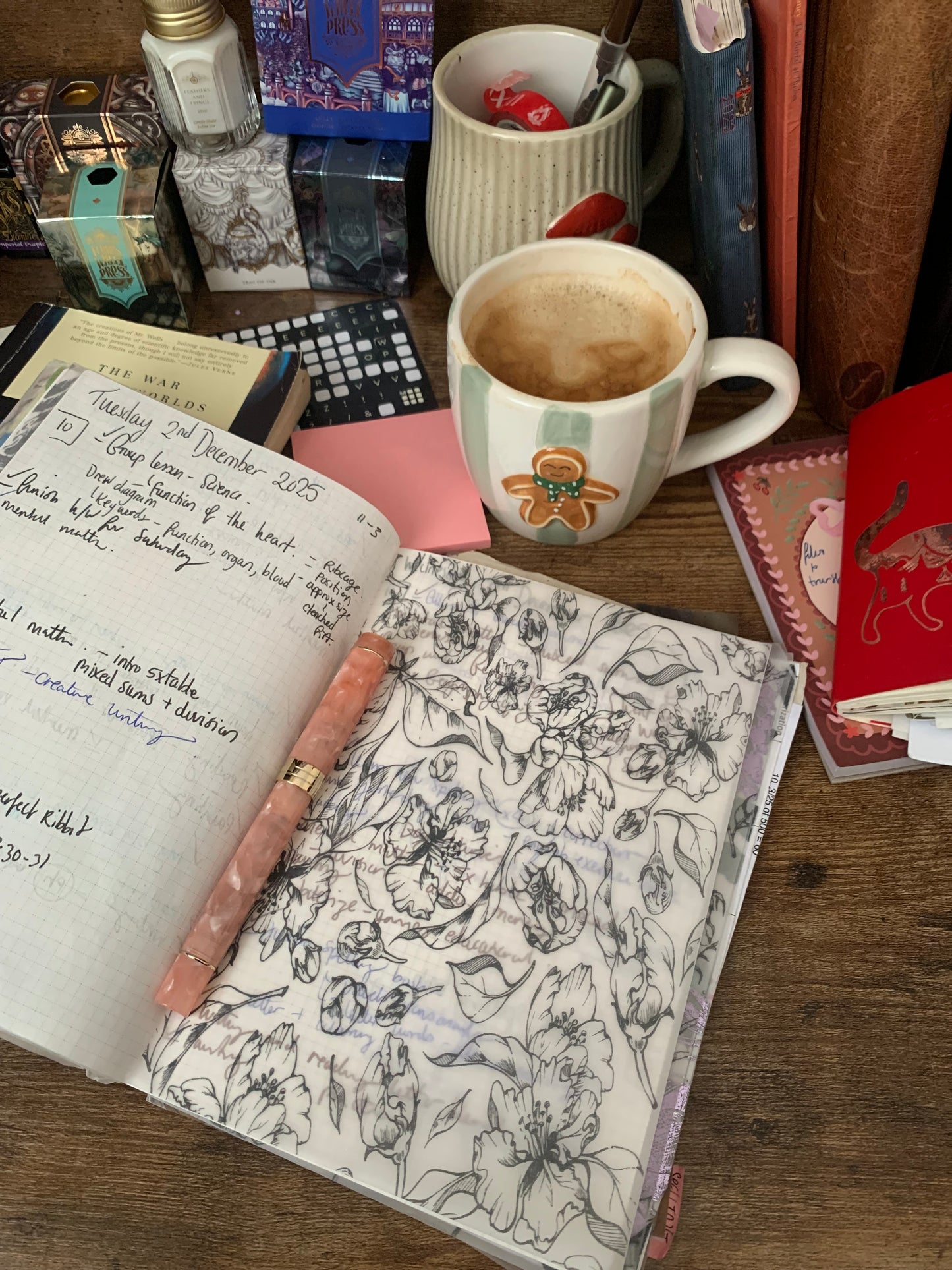 Botanical ink drawing Delicate Cover Page for Journal or Planner - Scrapbooking Paper - Apple Blossom