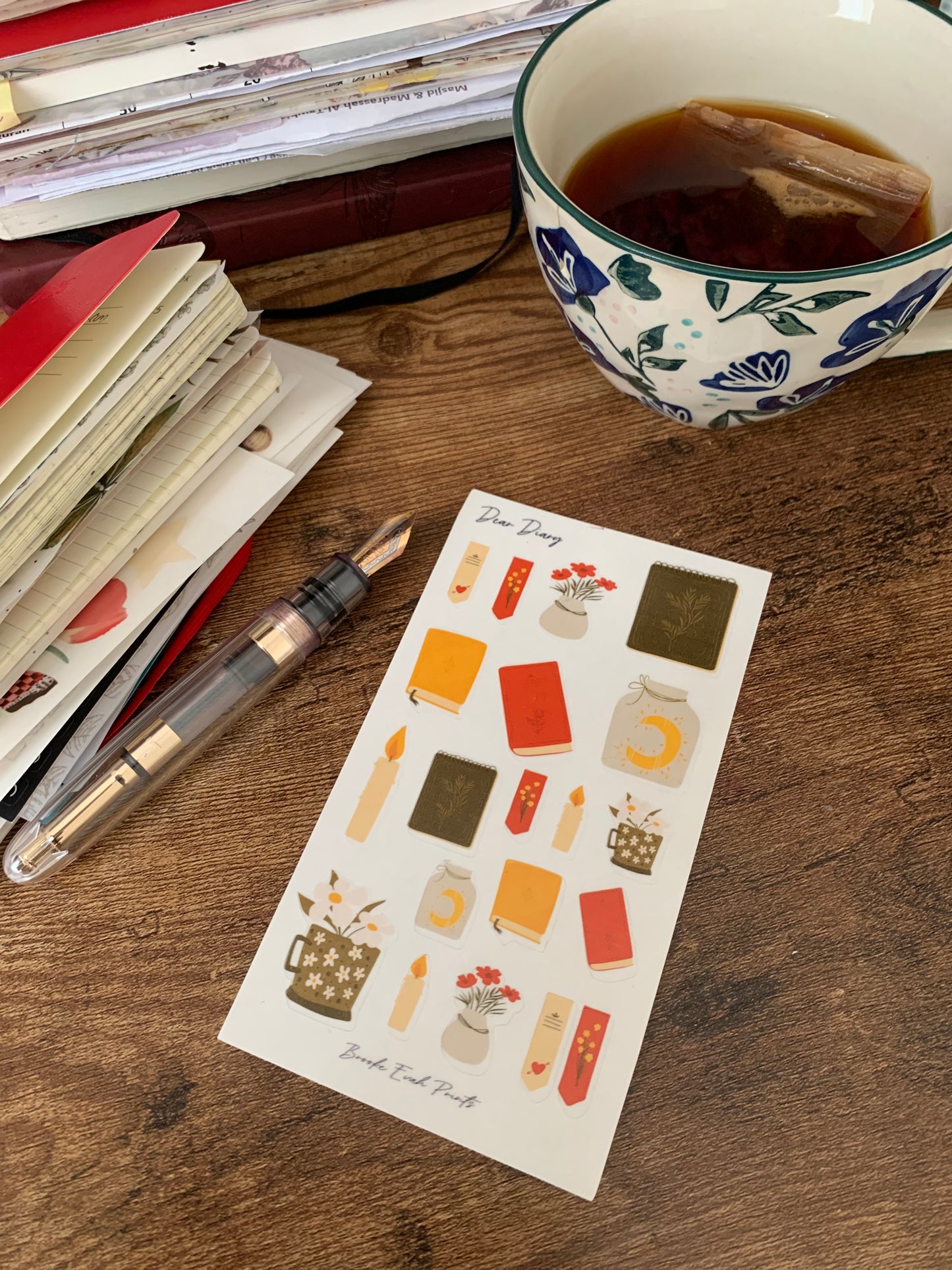 Hand Drawn Notebook Stickers •Diary and Journal - Scrapbook Clear Stickers - Watercolor Stickers - Dear Diary