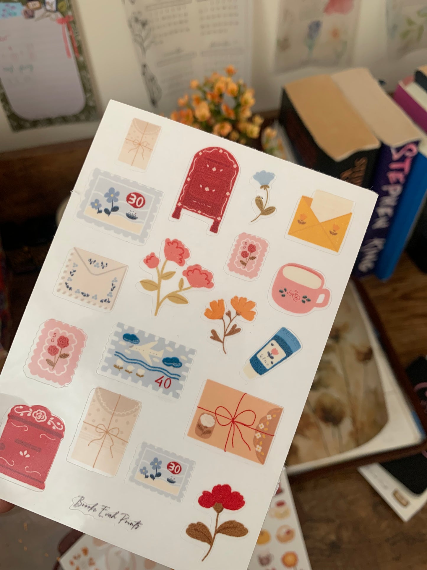 Cute Mail Stickers • Hand drawn Letters & Post Box - Scrapbook Clear Stickers - Love Letters
