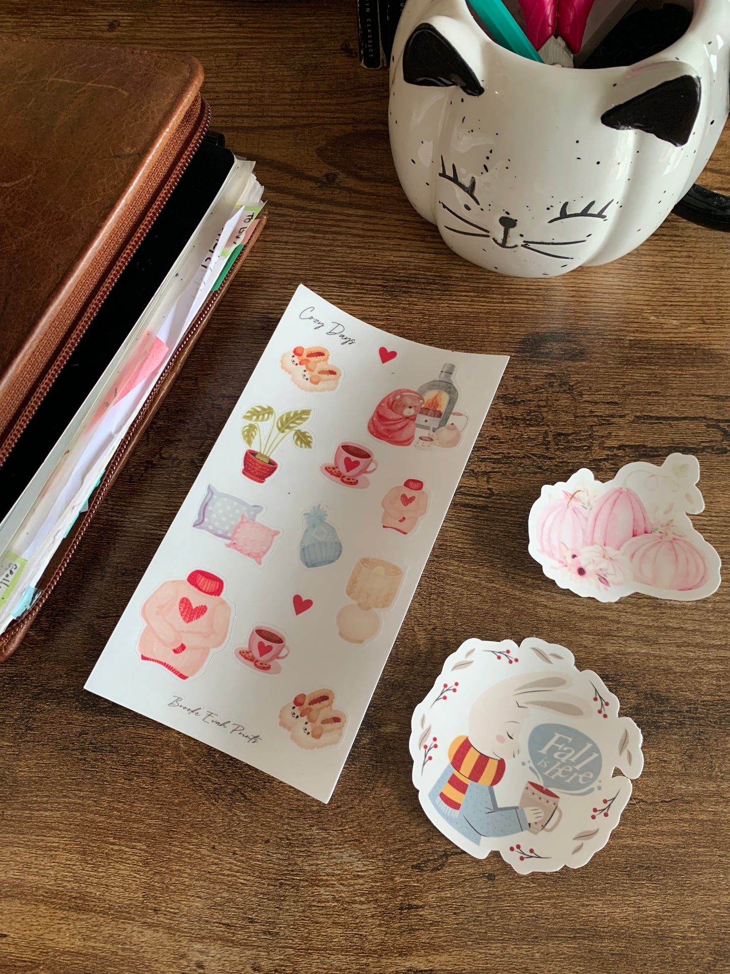 Cozy Days Sticker Bundle- Autumn Sticker Bundle - Pumpkin & Cottage Doodle Stickers