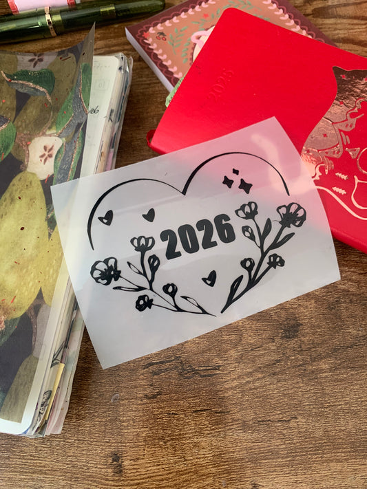 2026 Heart floral Vinyl Decal Sticker