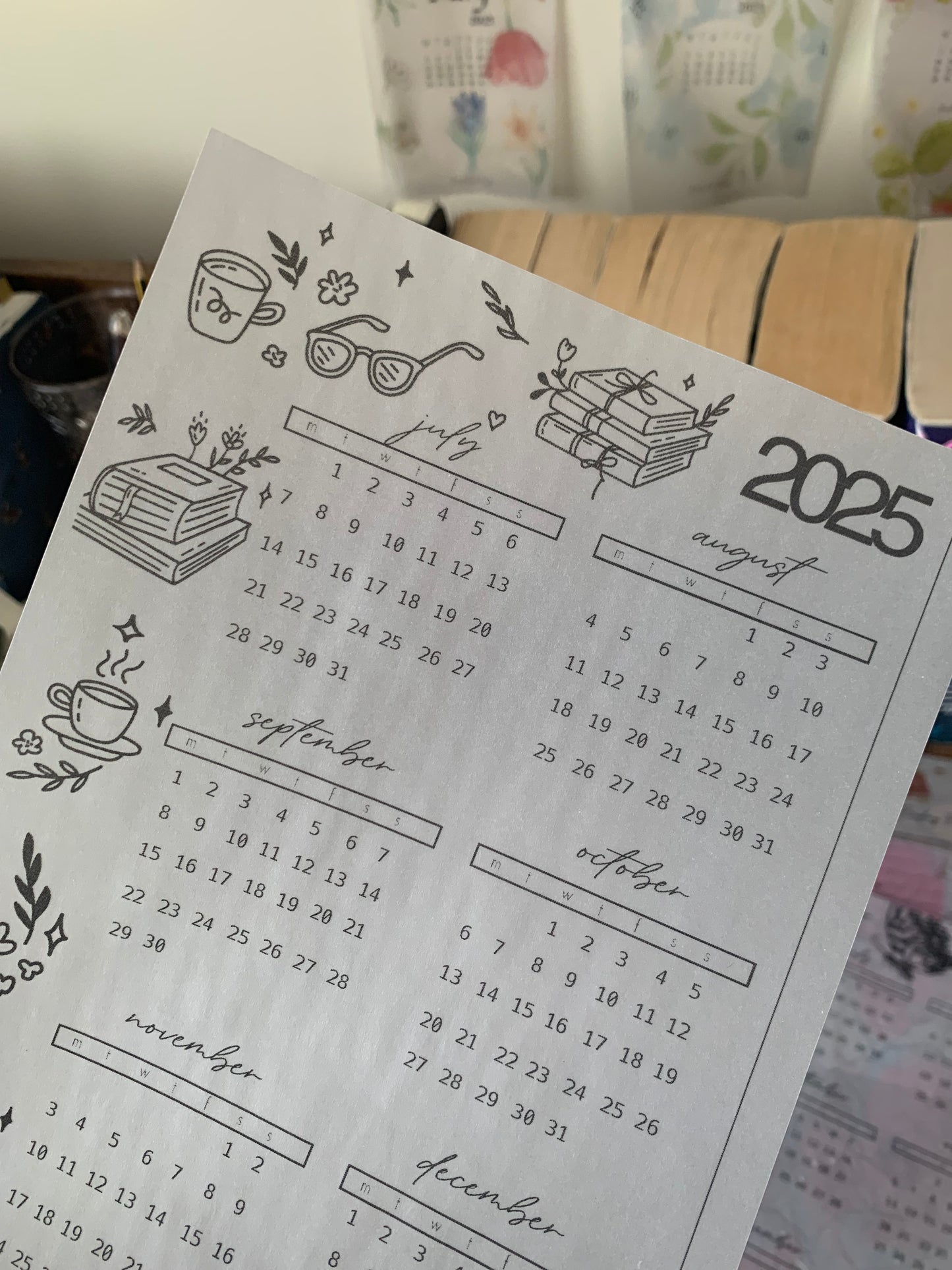 Printed Vellum X Acetate Planner Dashboards - July - December Calendar 2025 - Books 📚💖