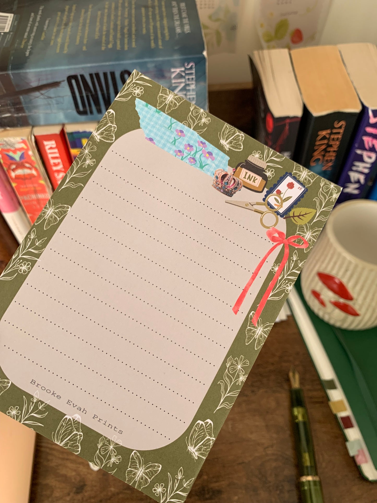 Botanical Green Stationery Themed Notepad - Brooke Evah Prints - Scribble Pad - Evergreen Essence