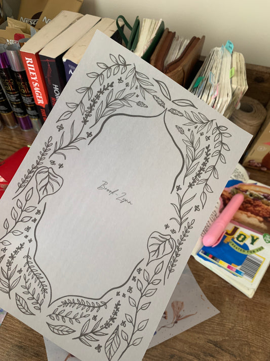 Black Whimsical Hand Drawn Leaves themed Vellum Planner Dashboard - Midnight I