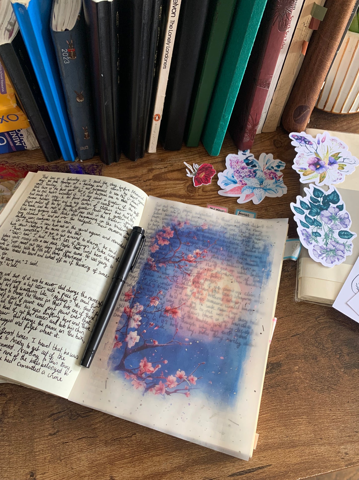 Silver foiled Moon watercolor Vellum Planner Dashboards - Night Garden