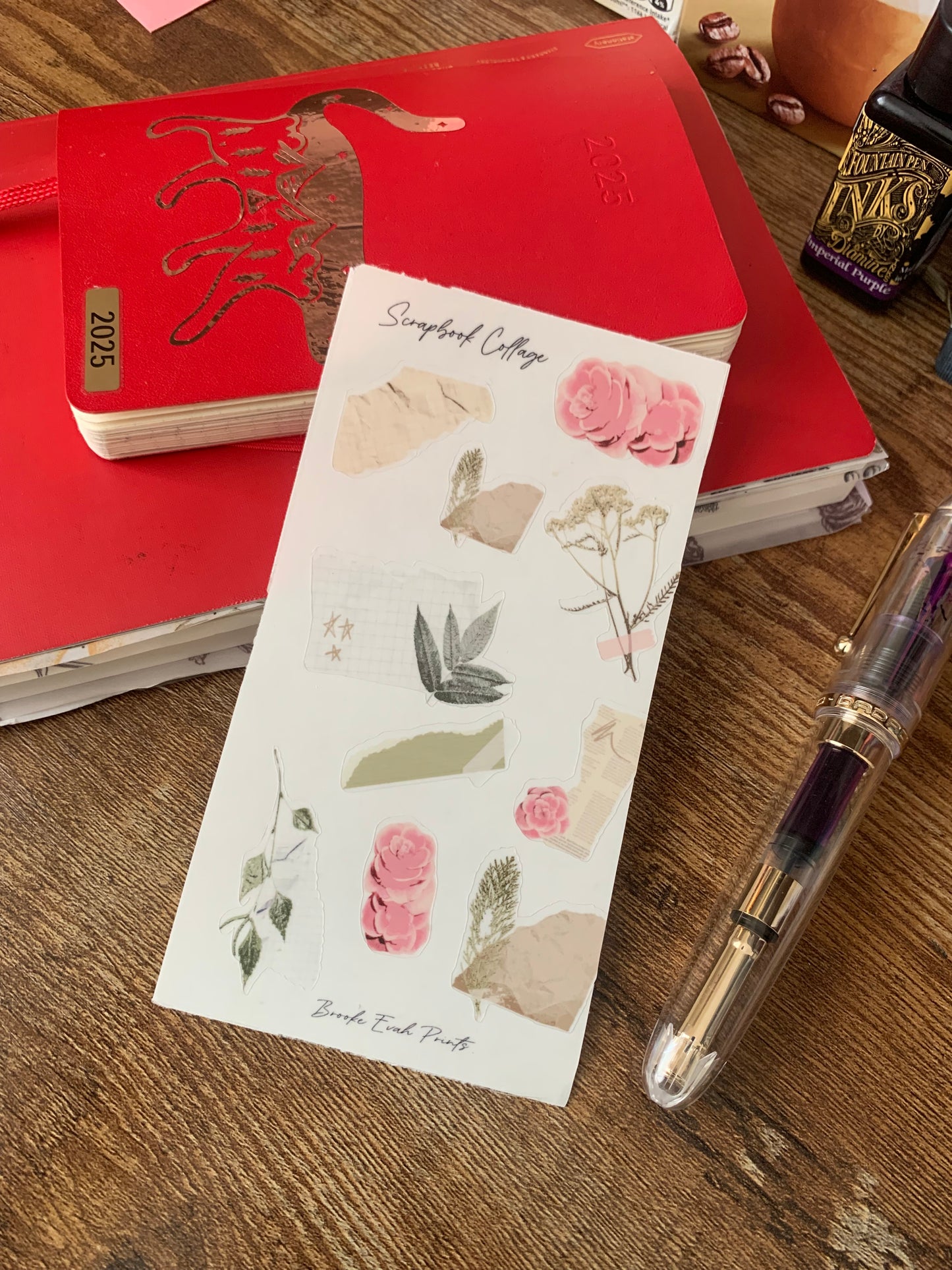 Vintage Clear Floral Stickers, Collage Bullet Journal Stickers - Scrapbook Collage