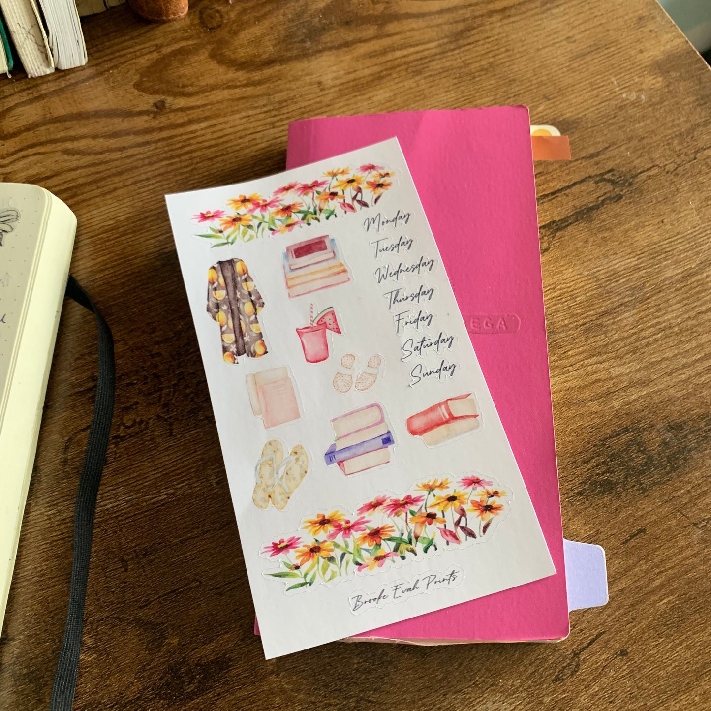 Summer Elements Floral Washi Strips watercolor Sticker Sheet - Washi Stickers - Summer Sun