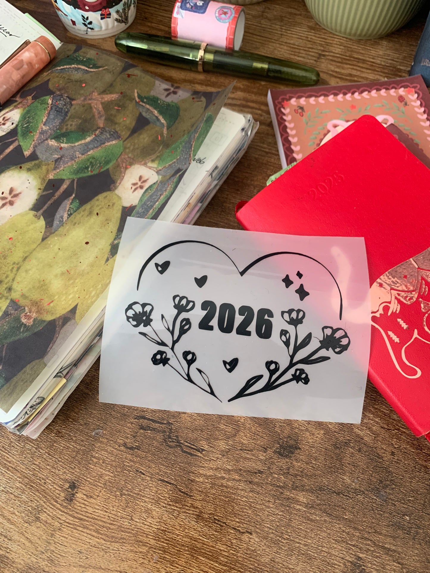 2026 Heart floral Vinyl Decal Sticker