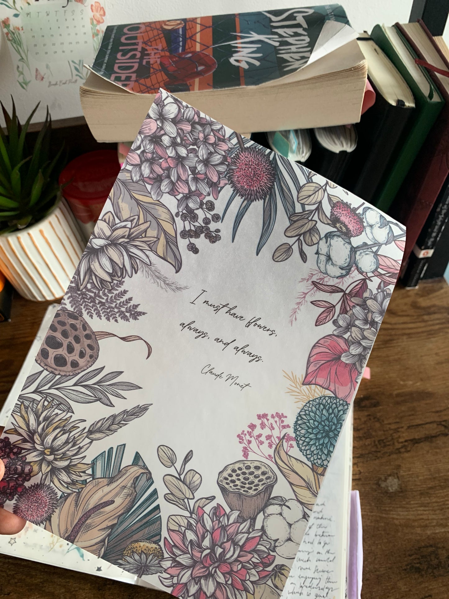 I must have flowers, always and always Claude Monet quote - Vellum Planner Dashboard for Notebooks, Scrapbooks and Journals