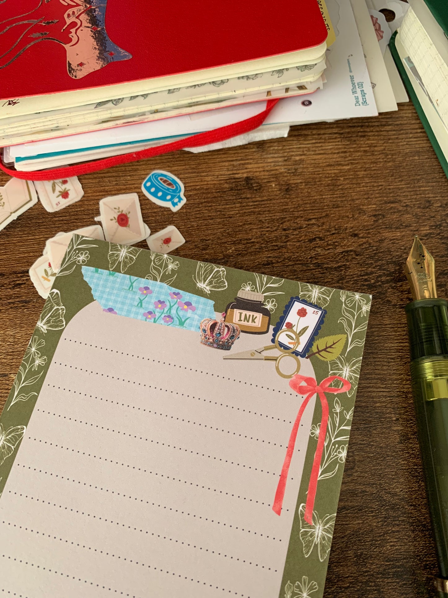 Botanical Green Stationery Themed Notepad - Brooke Evah Prints - Scribble Pad - Evergreen Essence