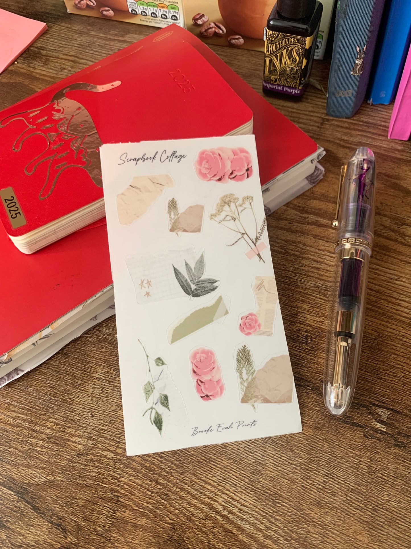 Vintage Clear Floral Stickers, Collage Bullet Journal Stickers - Scrapbook Collage
