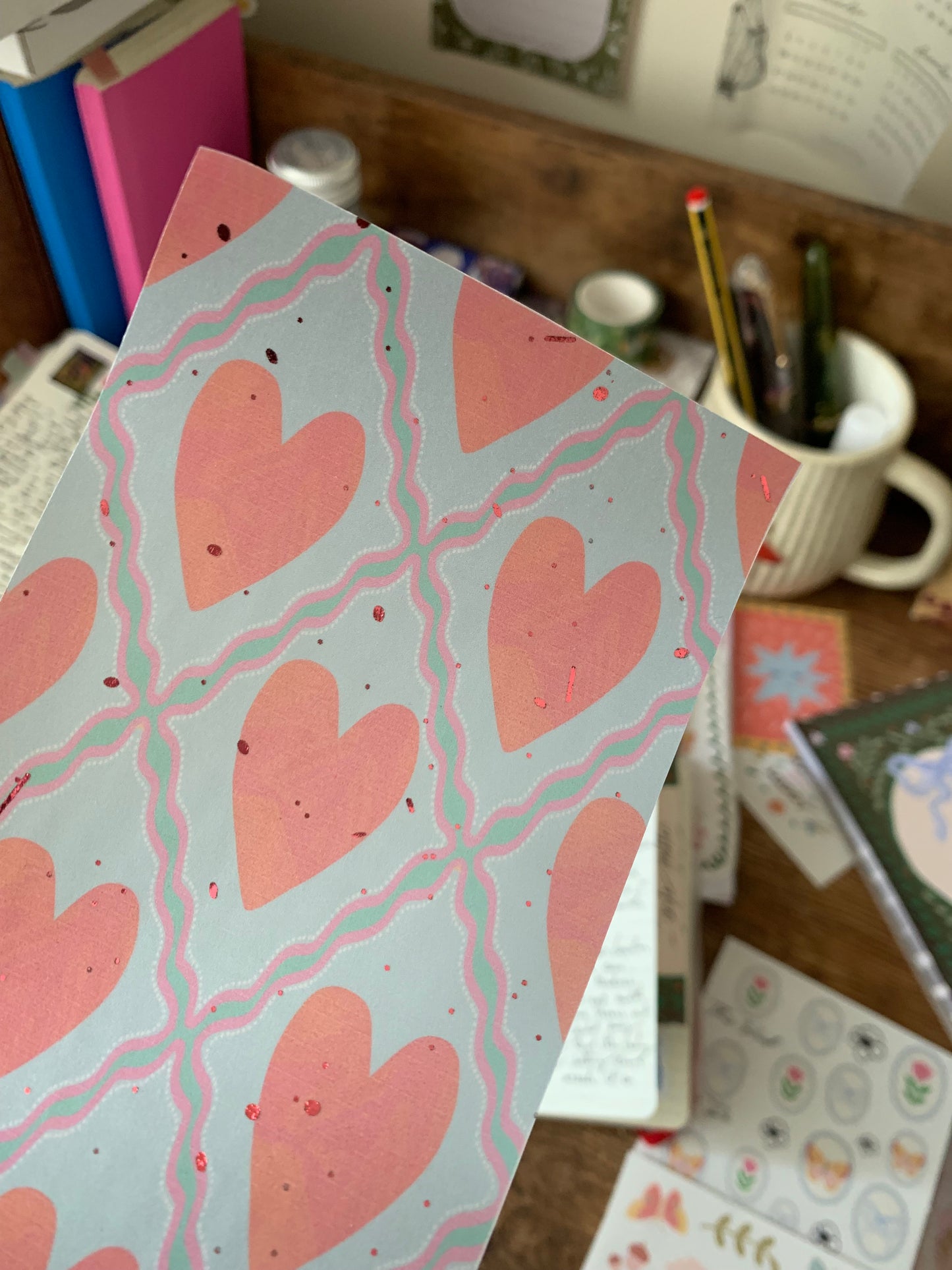 Watercolor Red Hearts - Vellum Planner Dashboard - Pink Foil accents - Lonely Hearts