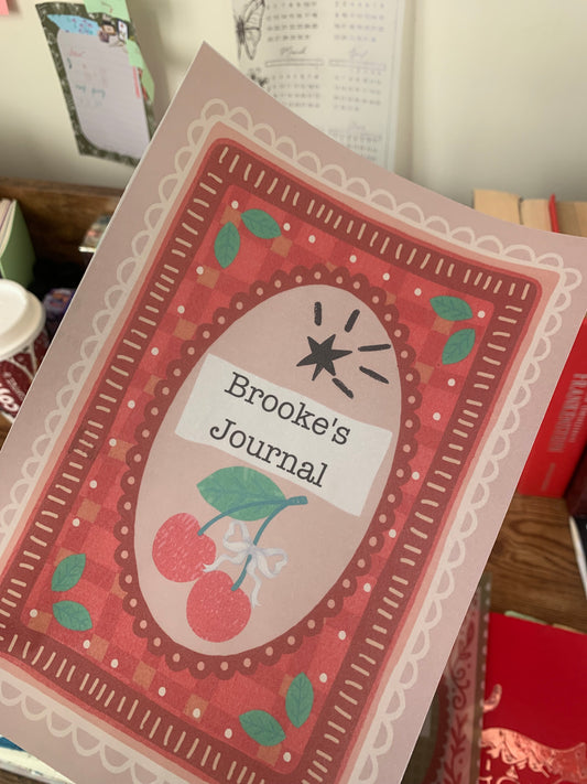Red Cherry Custom name Cover Page for Journal or Planner - Scrapbooking Paper - Cherry Dreams