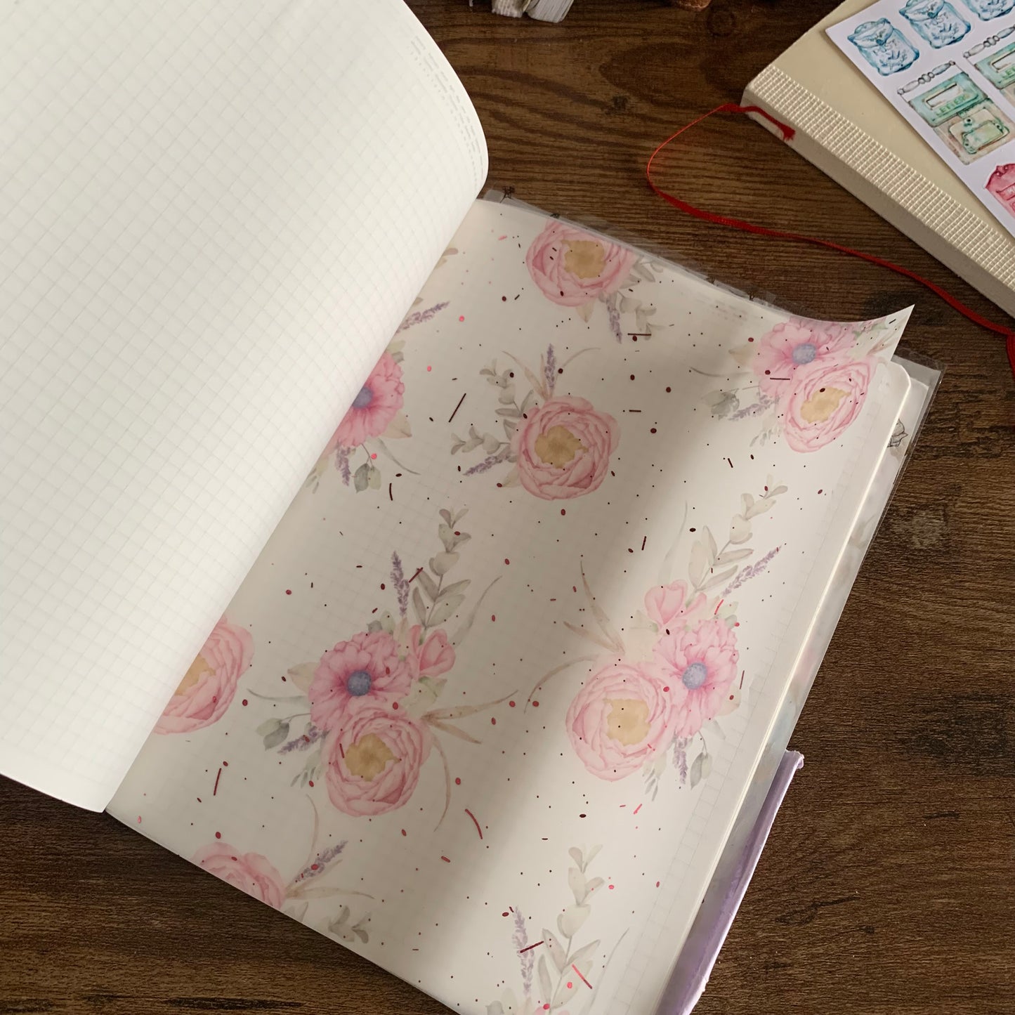 Pink Hand Drawn vintage Foiled Floral Vellum Planner Dashboard - Penelope’s Garden