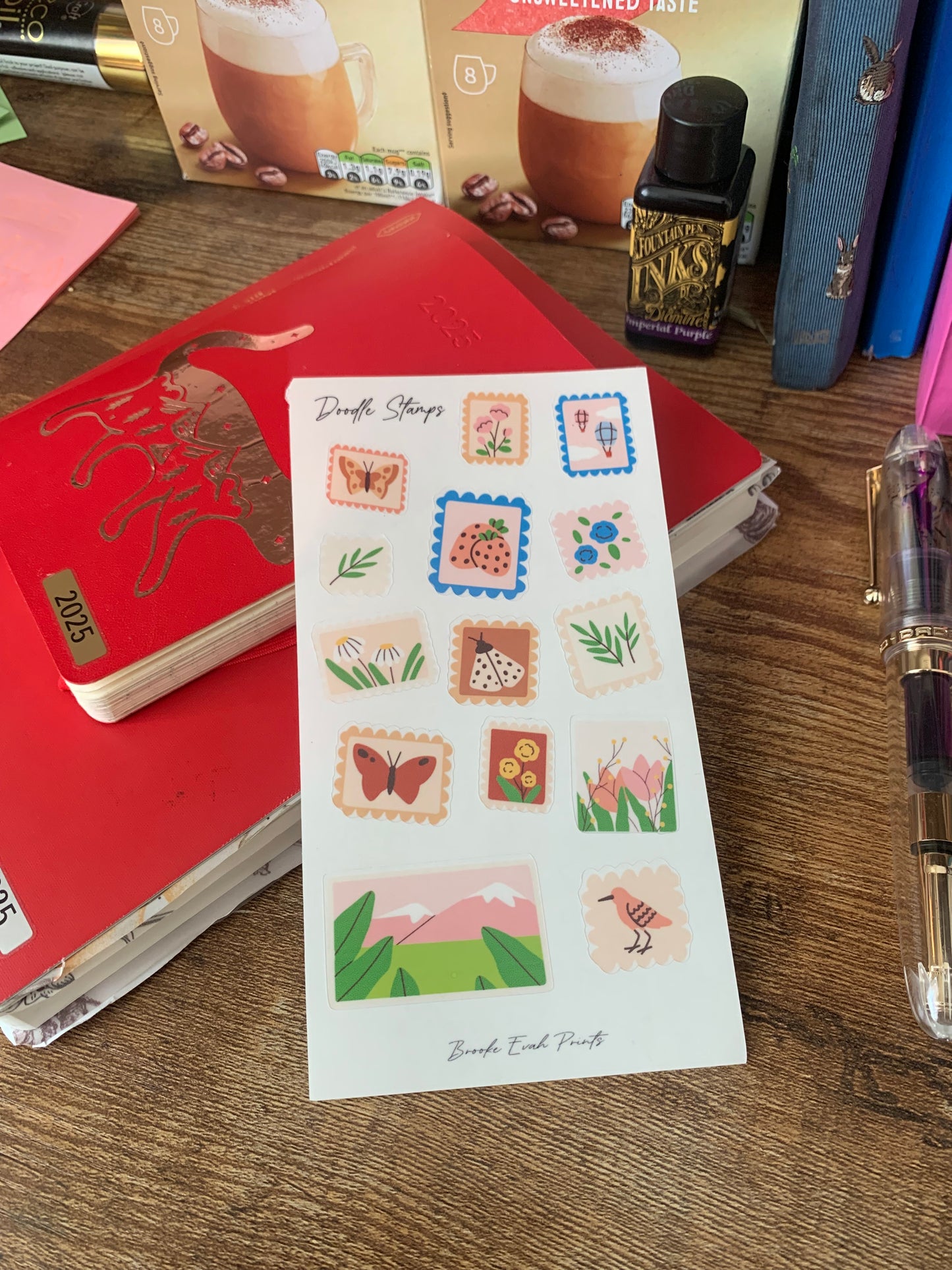 Clear Doodle Stamps Stickers - Cute Spring Stickers for Bullet Journals and Planners