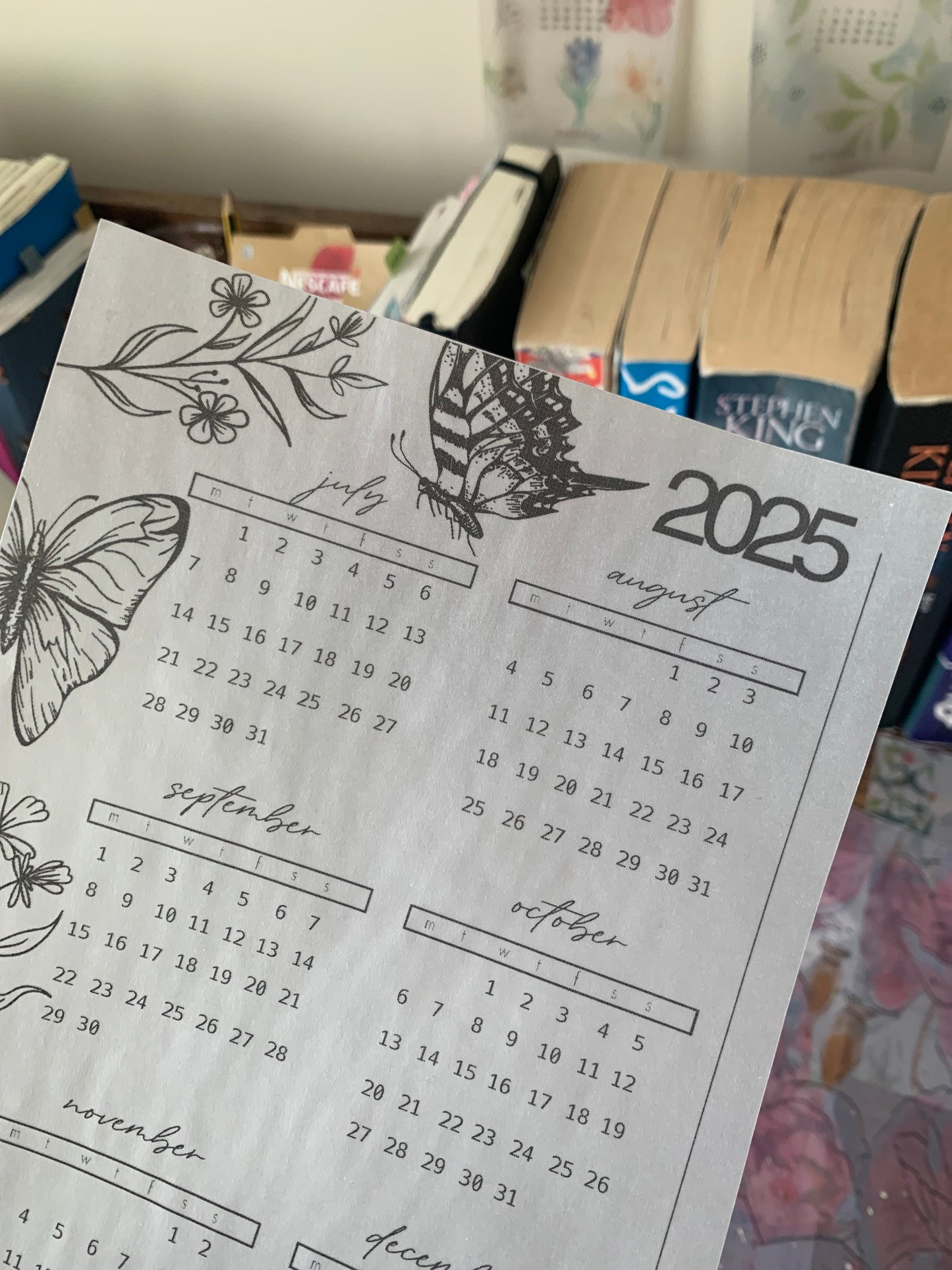 Printed Vellum X Acetate Planner Dashboards - July - December Calendar 2025 -Peekaboo Butterfly
