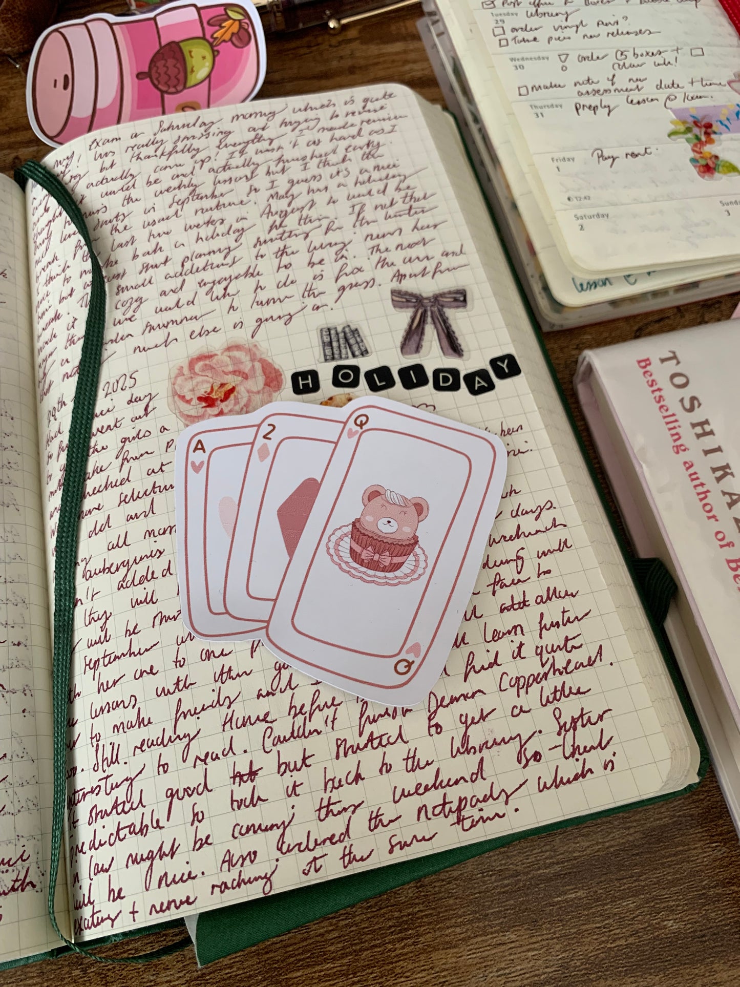 Adorable Pink Bear Playing Cards With Beary Sweet Cupcake - Playing Card Diecut Sticker