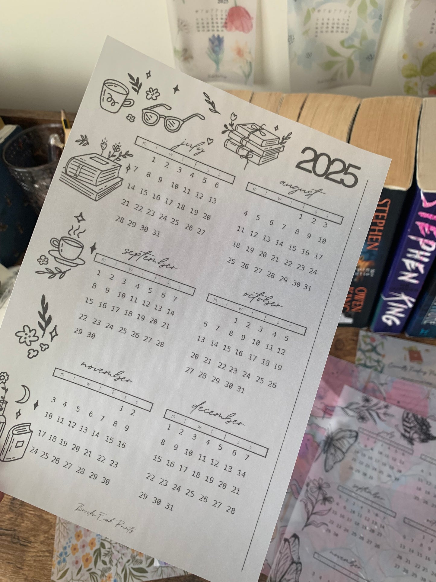 Printed Vellum X Acetate Planner Dashboards - July - December Calendar 2025 - Books 📚💖
