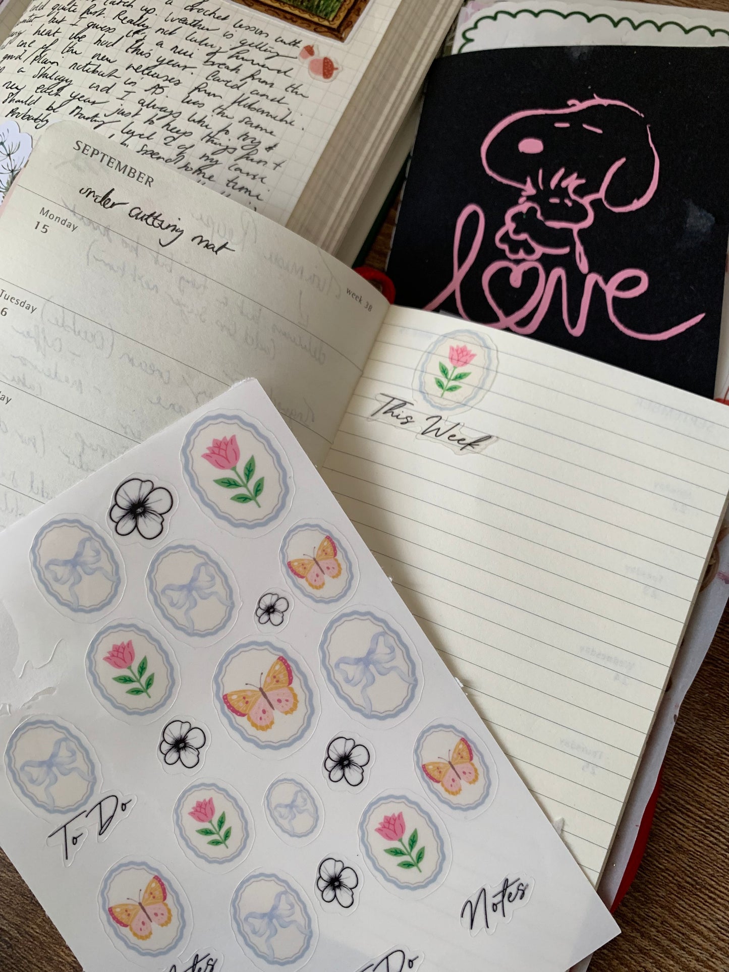 Bullet Journal Functional Stickers • Hand drawn Cherry & Flowers Elements - Scrapbook Clear Stickers - Forget me not ✨ Functional