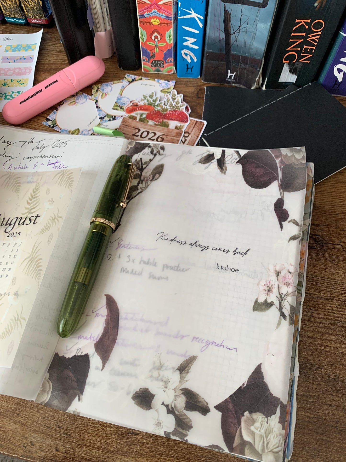 Hand drawn Vintage Watercolour Quote • Hand Drawn Vellum Planner Dashboard • Kindness Always Comes Back