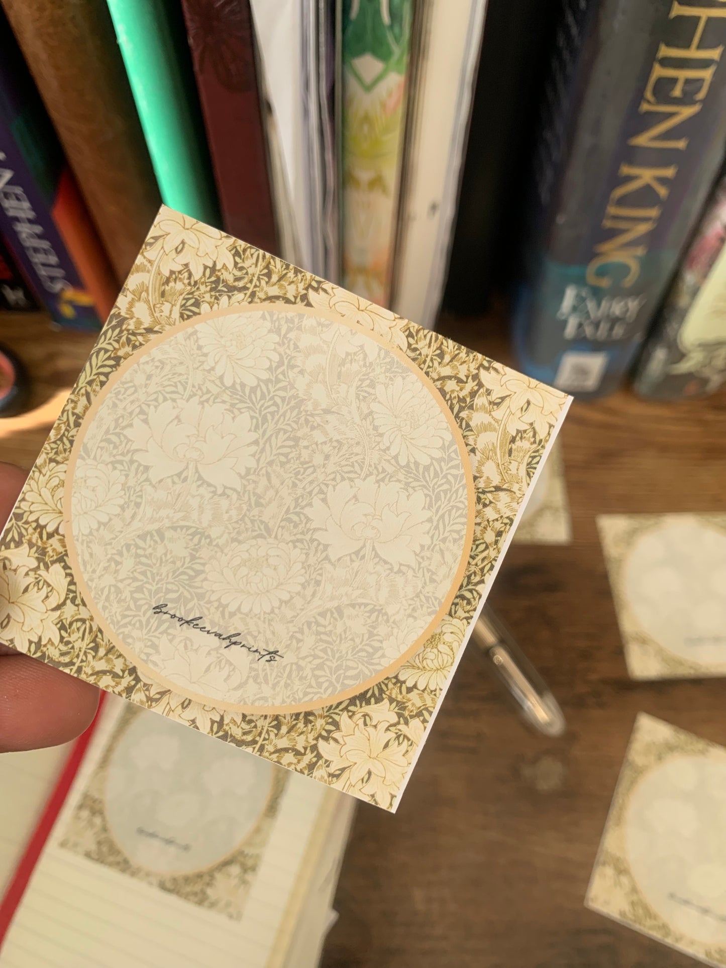 William Morris Inspired Green Floral themed Printable Sticky Notes - Into the Meadow