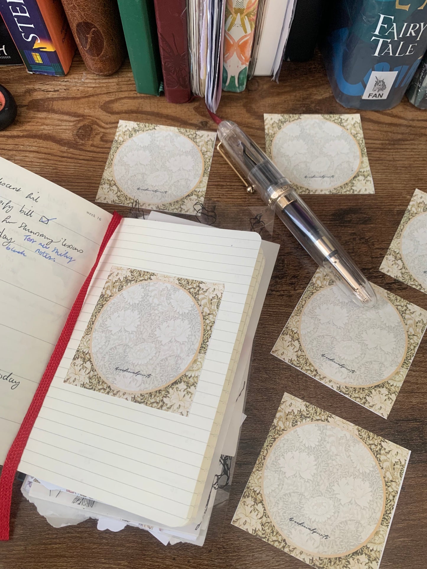 William Morris Inspired Green Floral themed Printable Sticky Notes - Into the Meadow