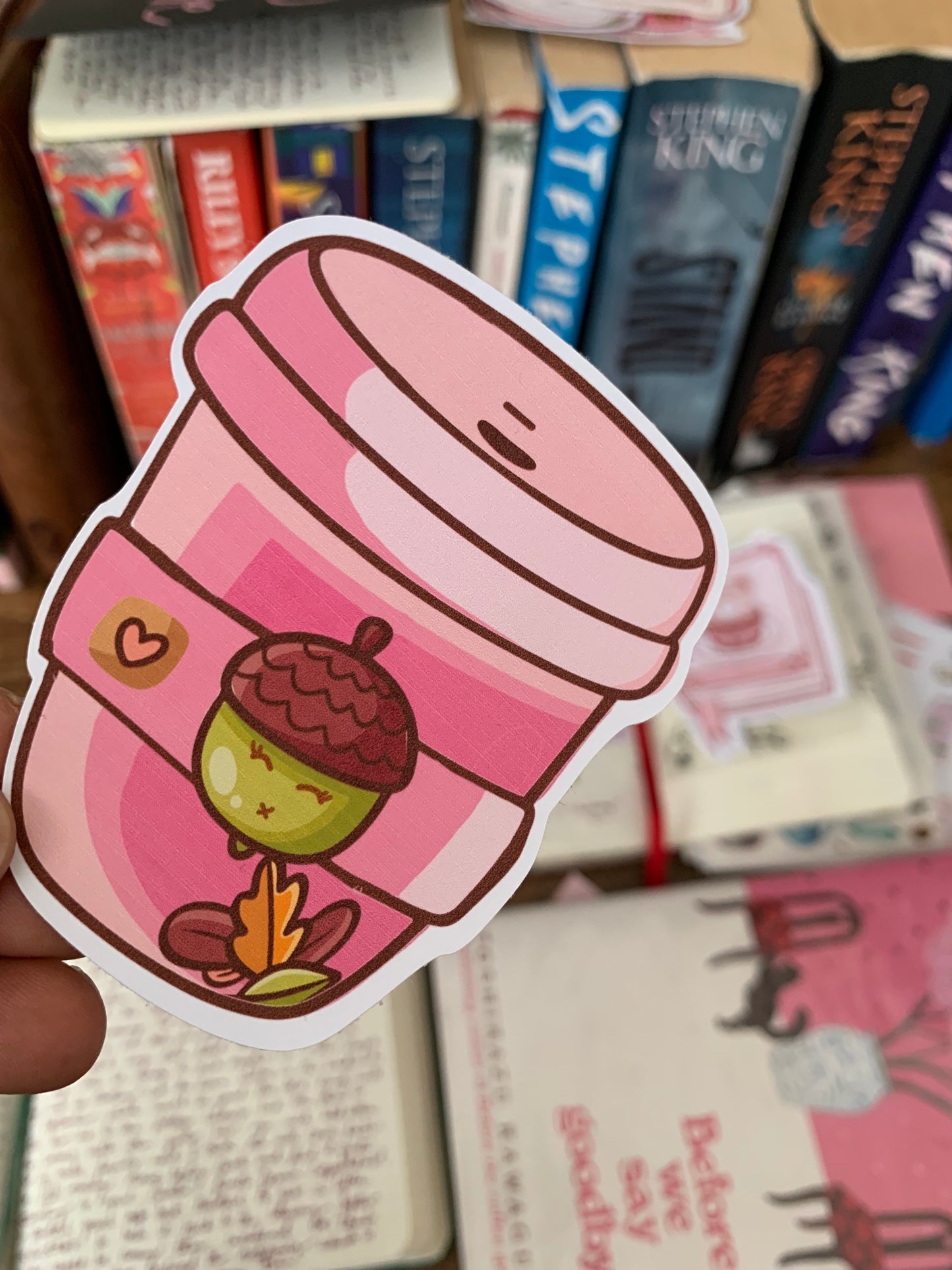 Adorable Pink Coffee Cup With Acorn - Nutkin