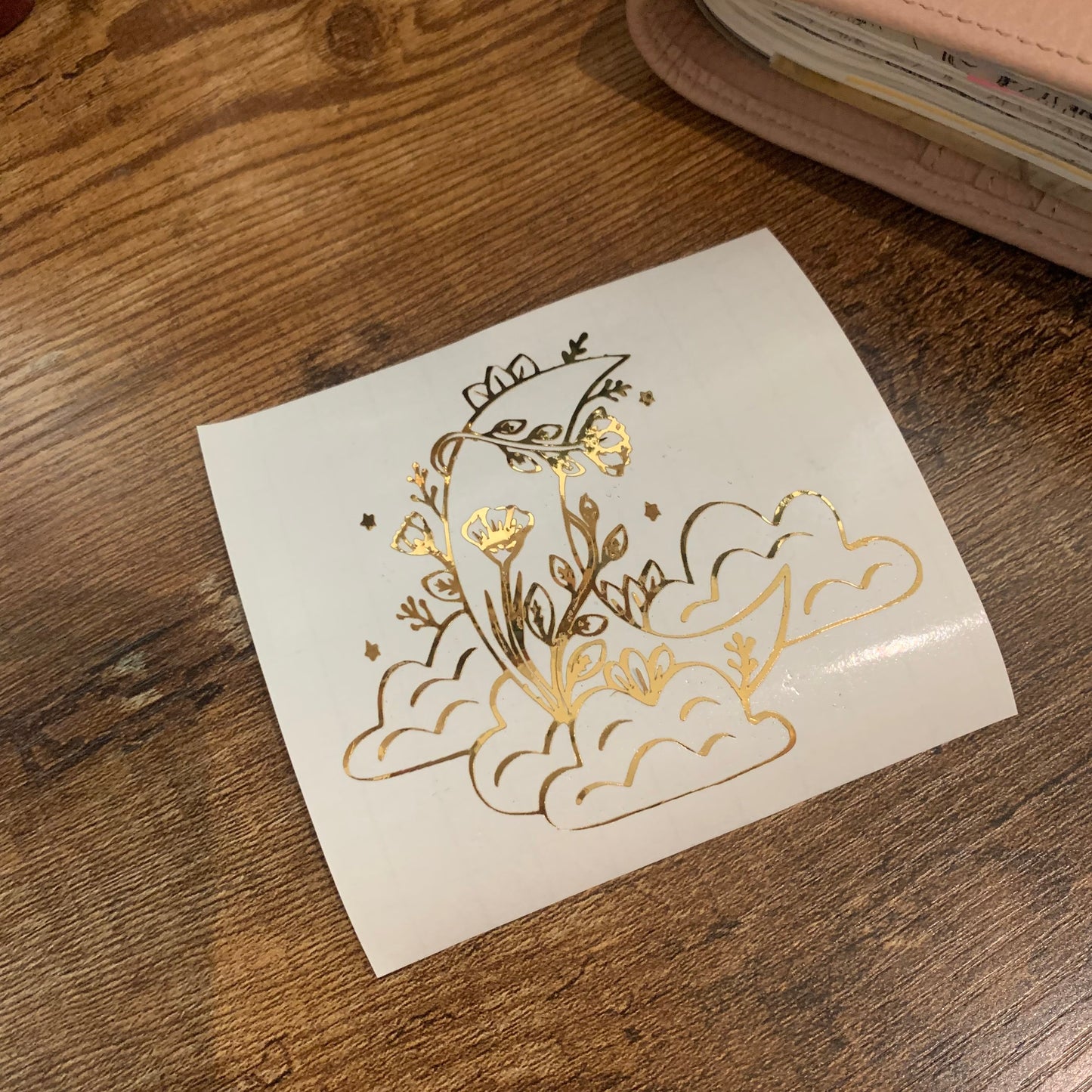 Crescent Moon & Clouds Vinyl Sticker - Journal Vinyl - Scrapbooking Sticker