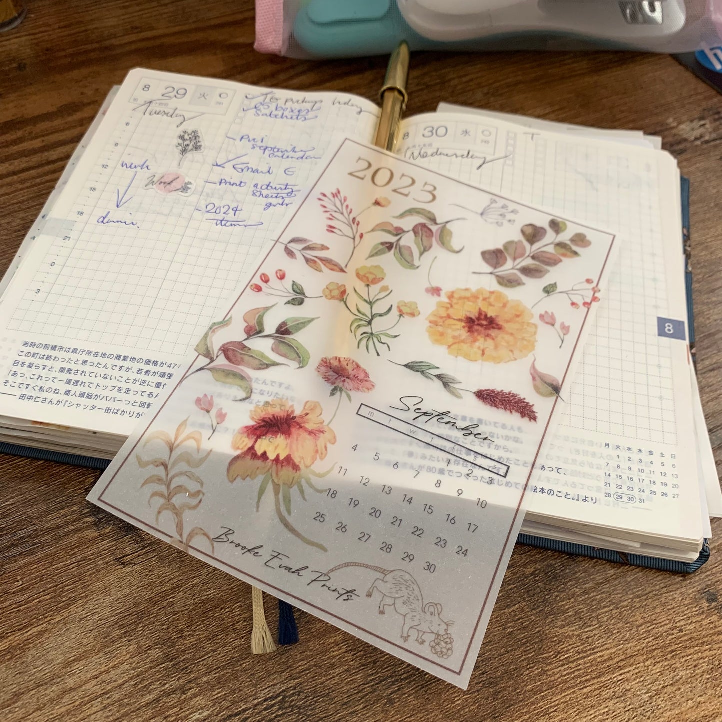 FREE download September 2023 Calendar Card - A6 SIZE