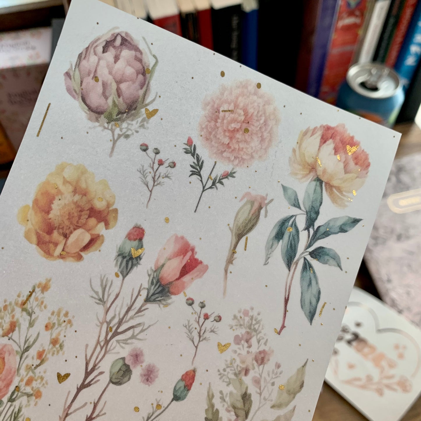 Gold Foiled Hand drawn Watercolor Flowers - Vellum Planner Dashboard - Scrapbooking Paper - Poison Ivy