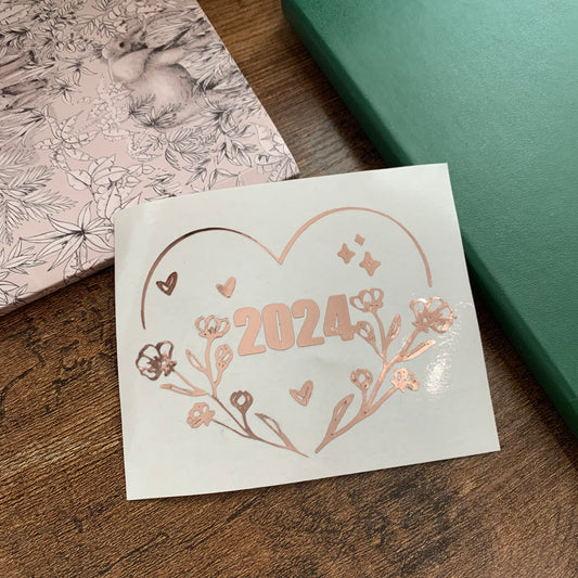2024 Heart floral Vinyl Decal Sticker
