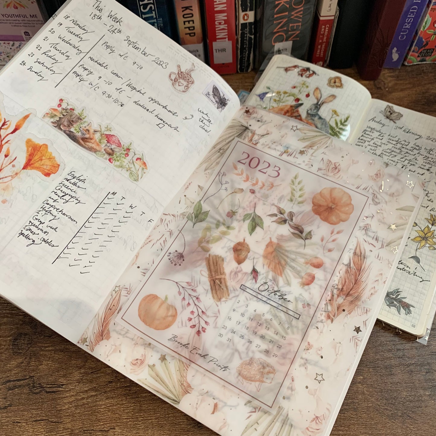 Rose Gold Foiled Hand drawn Watercolor Flowers - Vellum Planner Dashboard - Scrapbooking Paper - Fall Bloom