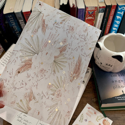 Rose Gold Foiled Hand drawn Watercolor Flowers - Vellum Planner Dashboard - Scrapbooking Paper - Fall Bloom