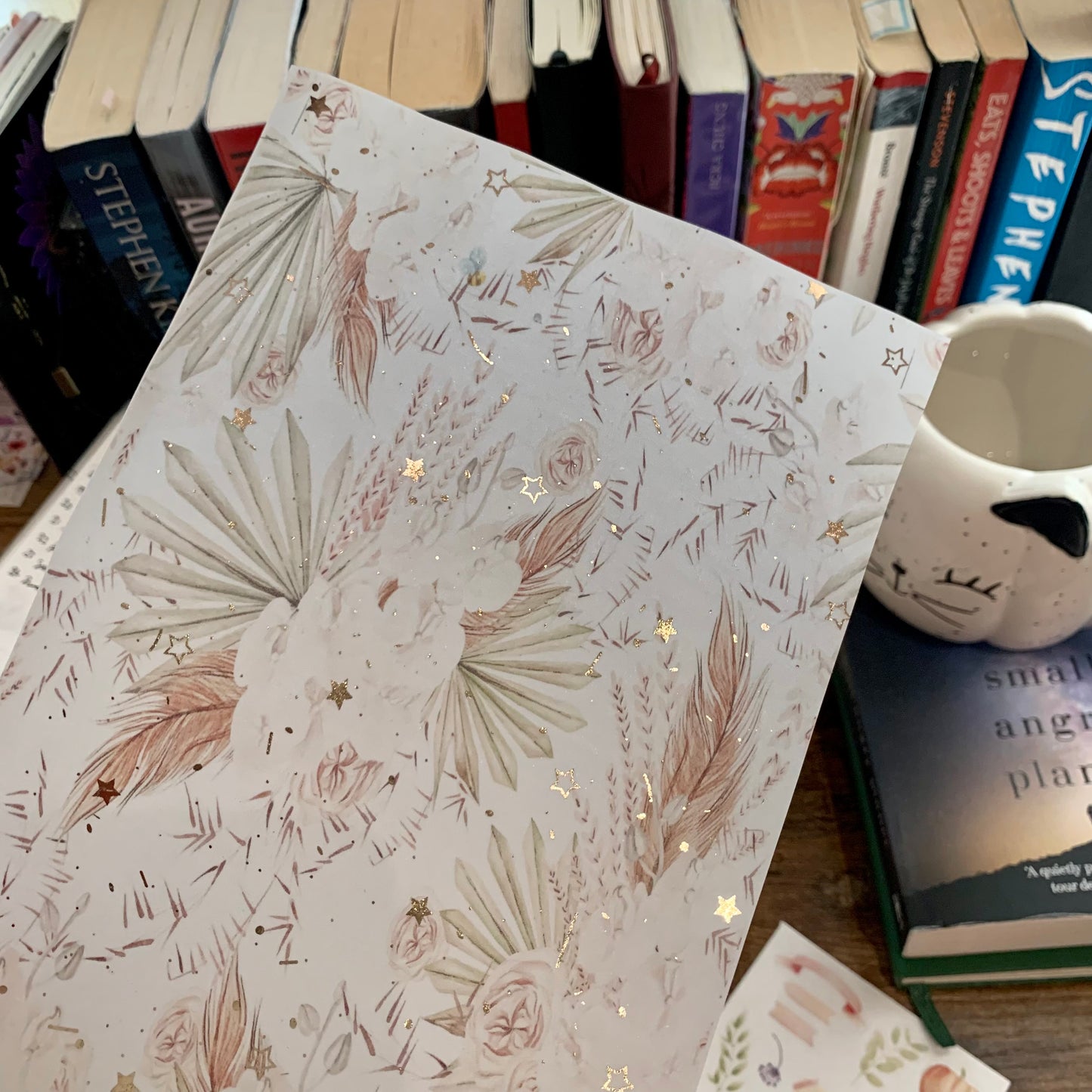 Rose Gold Foiled Hand drawn Watercolor Flowers - Vellum Planner Dashboard - Scrapbooking Paper - Fall Bloom