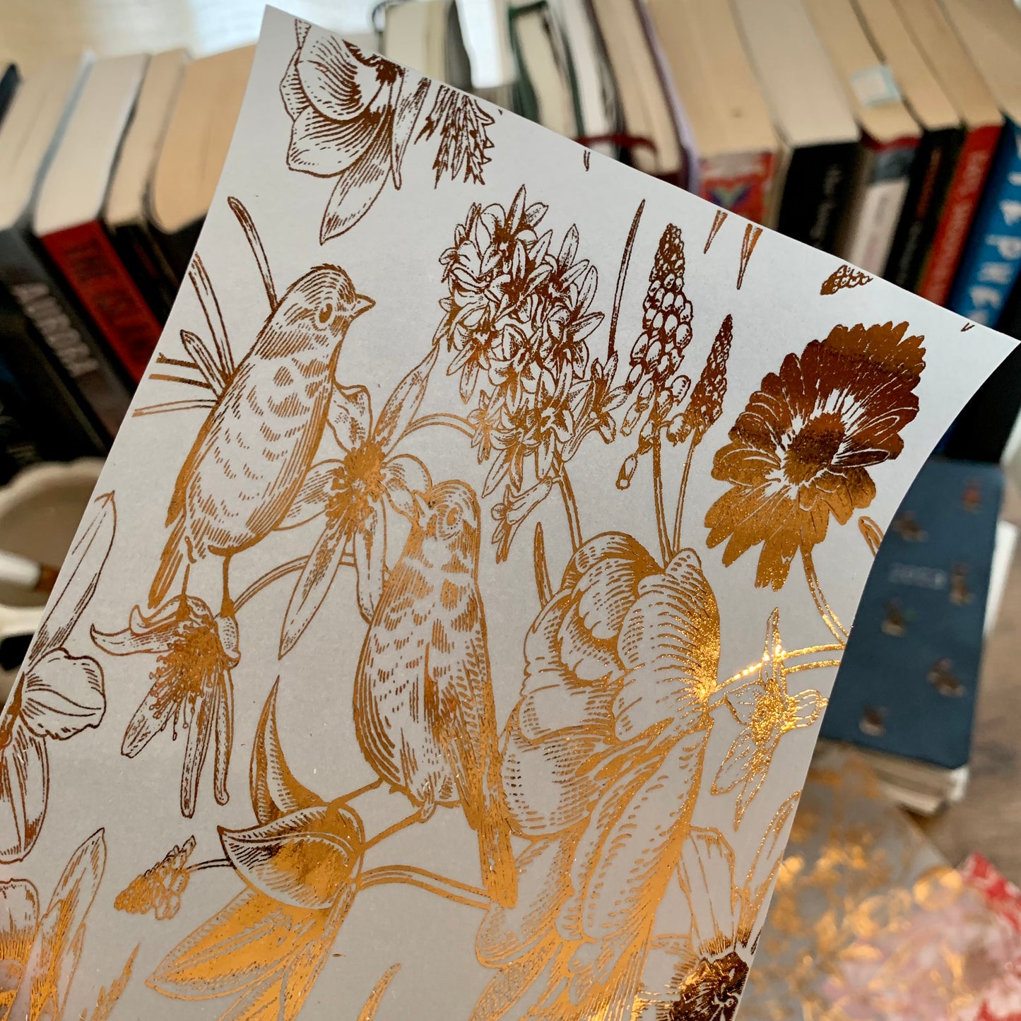 Copper Foiled Hand drawn Birds and Flowers - Vellum Planner Dashboard - Scrapbooking Paper - The Cure II