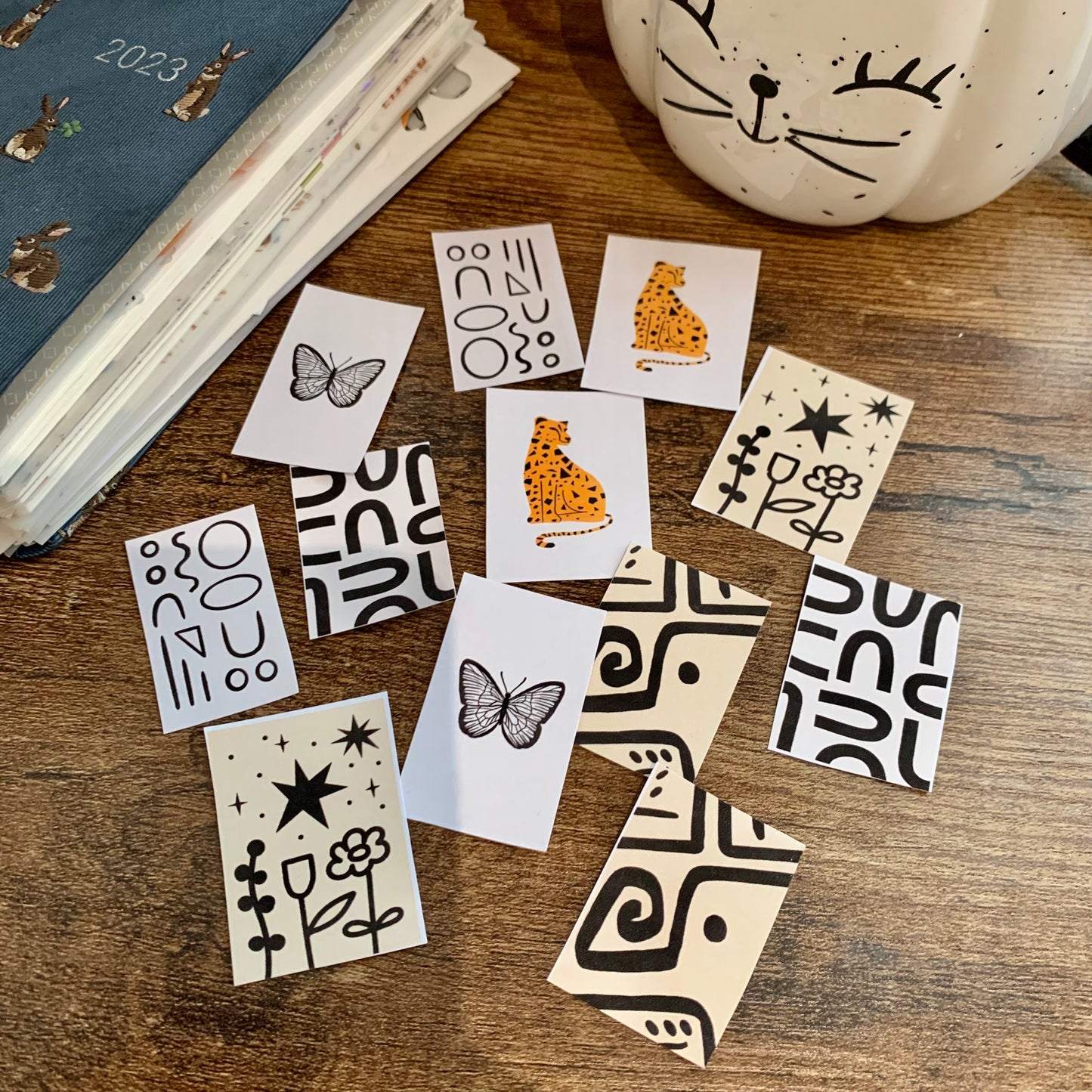 Minimal Deco Diecut Sticker Flakes -Journal ephemera- Pack of 12